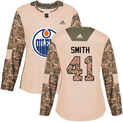 Adidas Oilers #41 Mike Smith Camo Authentic 2017 Veterans Day Women's Stitched NHL Jersey